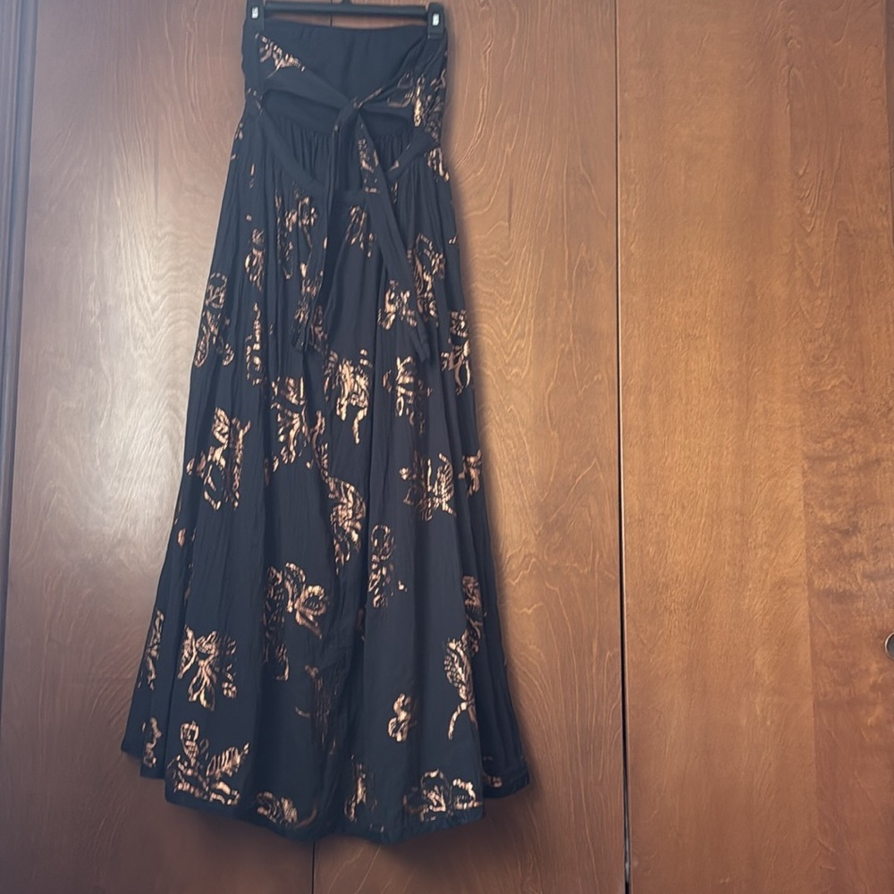 Free People Baja Babe Strapless Midi  Black Combo Copper Foil Sz   Ret $168 EUC - Picture 10 of 10